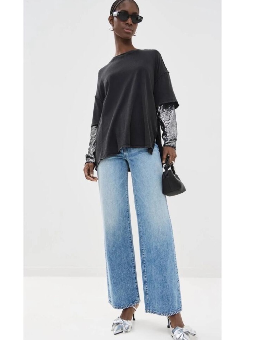 NWT FREE PEOPLE Nellie Sequin Twofer Top